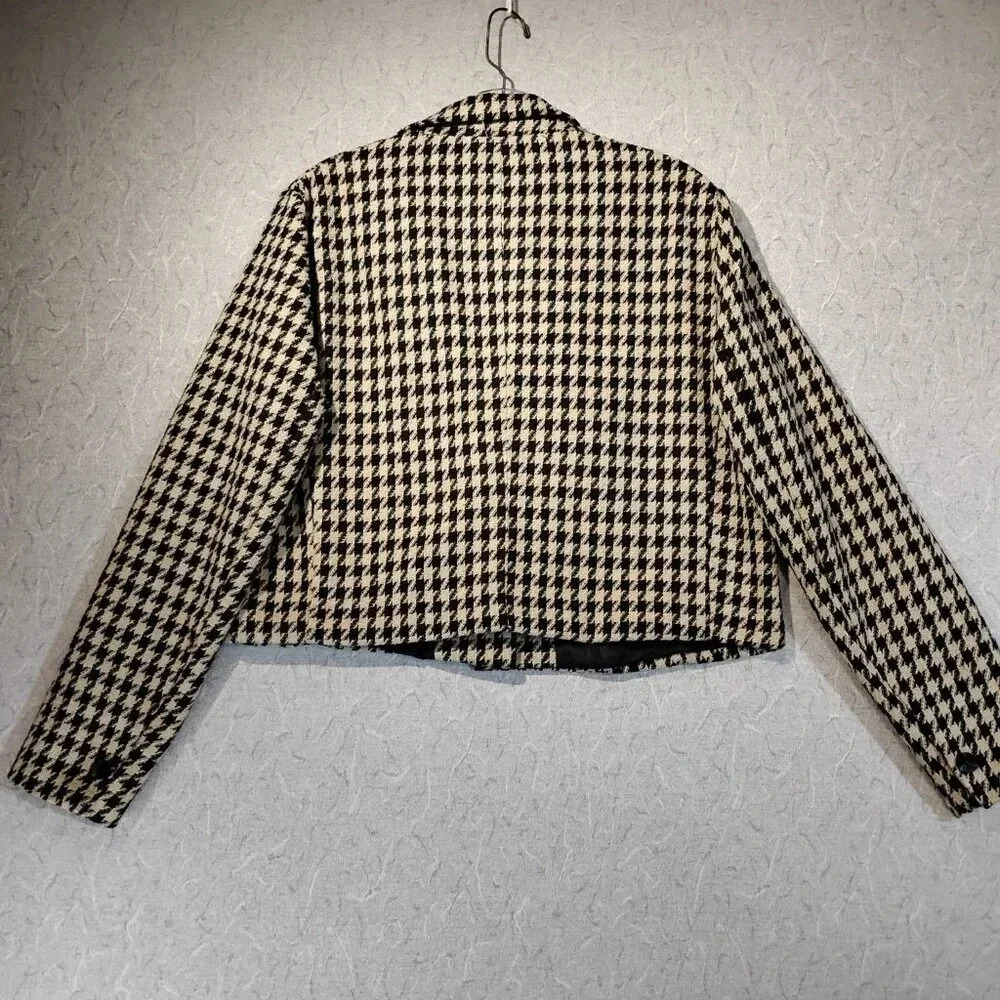 Lily Morgan NWOT Women's Black and Tan Houndstooth Long Sleeve Blazer Size Large - Picture 6 of 9